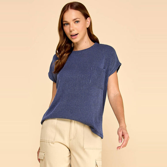 Solid Ribbed Top with Pockets - ARRIVING SOON