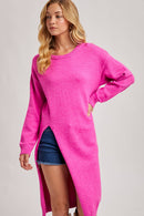 High Slit Longline Pullover-12