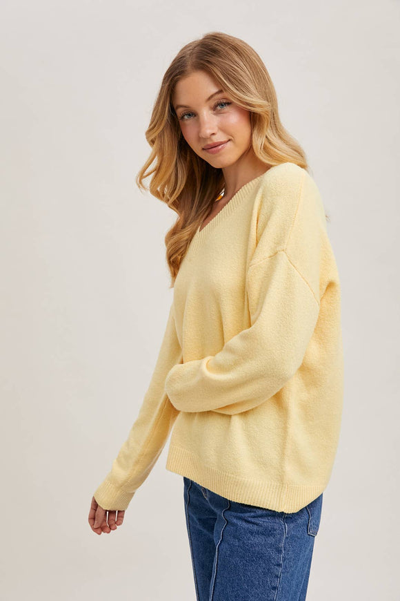 V-Neck Soft Knit Sweater Pullover