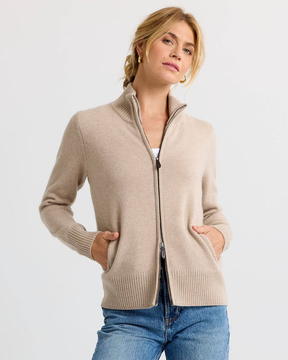 Cashmere Stand Collar Cardigan by Pura Cashmere - ARRIVING SOON
