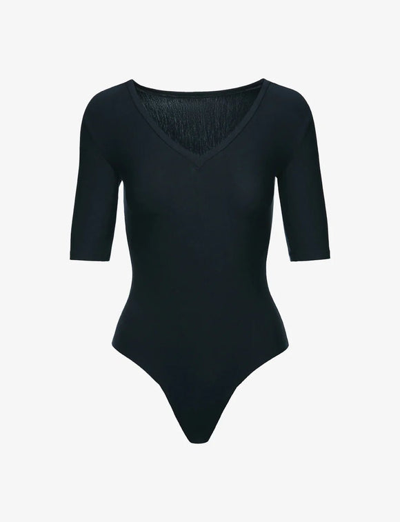 Commando Butter 3/4 Sleeve Deep V Bodysuit - My Filosophy