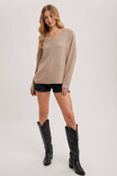 V-Neck Soft Knit Sweater Pullover-9
