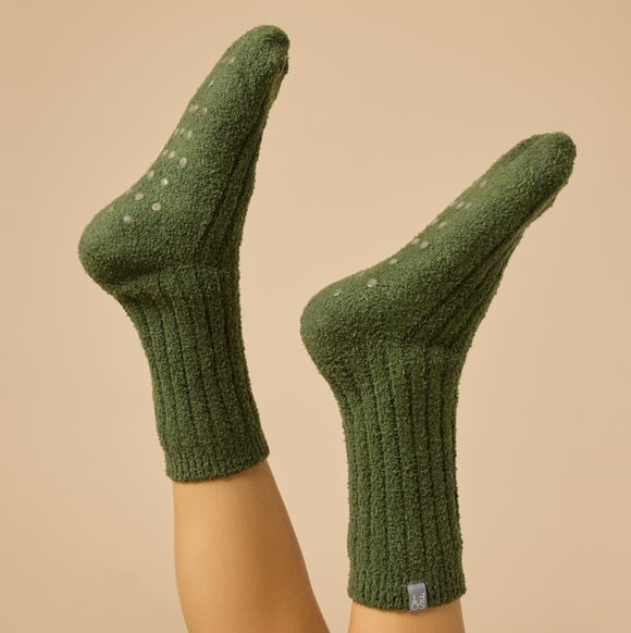 Softies Cozy Marshmallow Crew Socks with Grippers for Women