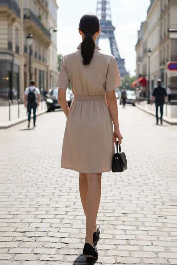 Short Sleeve Zip Up Dress
