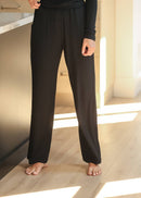 Essential Black Ribbed Wide Leg Pants-7