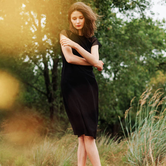 Clara Sunwoo Mesh Cap Sleeve Midi Dress