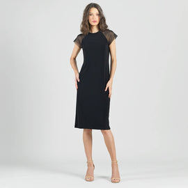 Clara Sunwoo Mesh Cap Sleeve Midi Dress