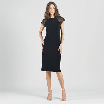 Clara Sunwoo Mesh Cap Sleeve Midi Dress