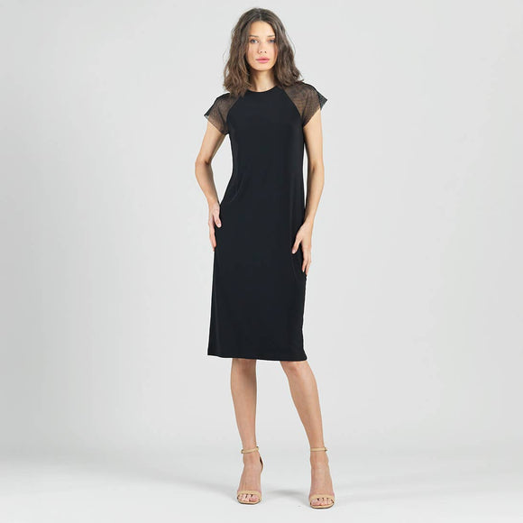 Clara Sunwoo Mesh Cap Sleeve Midi Dress