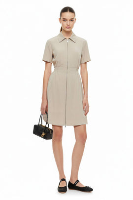 Short Sleeve Zip Up Dress - 0