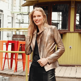 Clara Sunwoo Metallic Liquid Leather ™ Textured Signature Jacket - 0