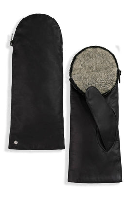 Sydney Cashmere Lined Convertible Leather Mittens - Women