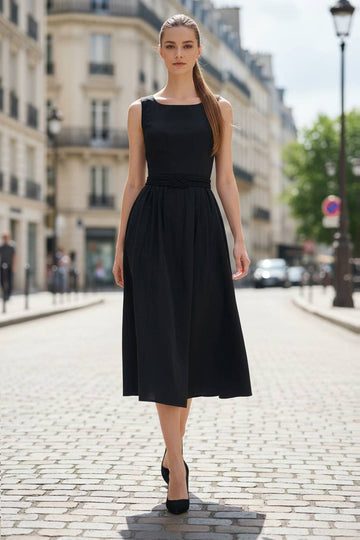 Belt Detail Midi Dress