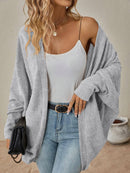 Open-Front Ribbed Knit Cardigan with Dolman Sleeves-12