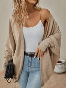 Open-Front Ribbed Knit Cardigan with Dolman Sleeves-17