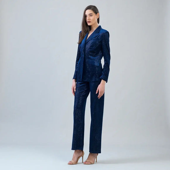 Clara Sunwoo Velvet Shimmer Signature Pocket Blazer