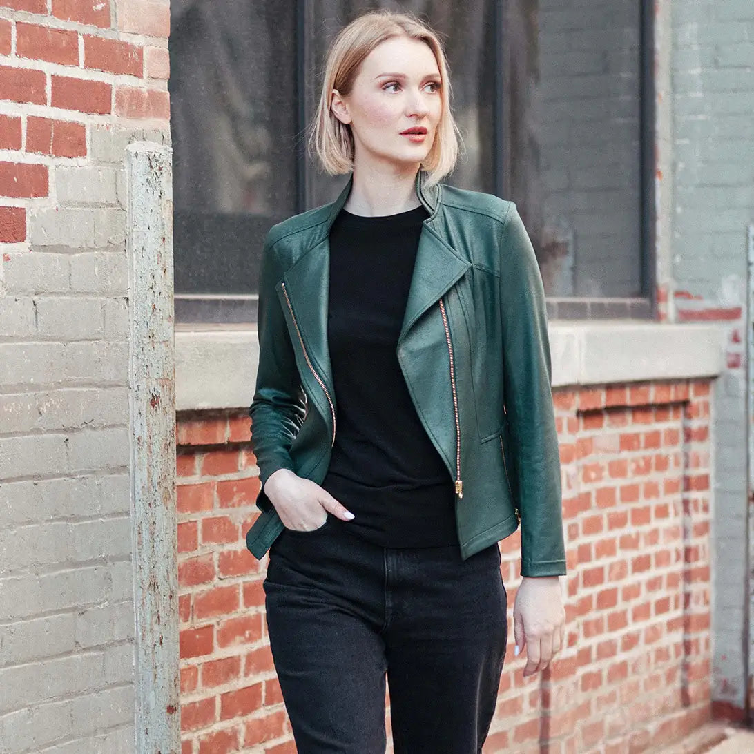 Clara Sunwoo Liquid Leather Signature Jacket – Vegan Leather Travel ...