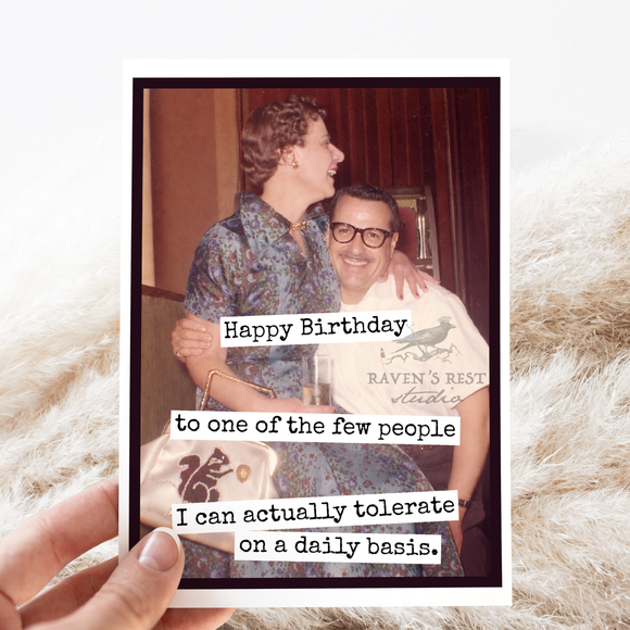 Birthday Card. Tolerate On A Daily Basis. Vintage Photo.