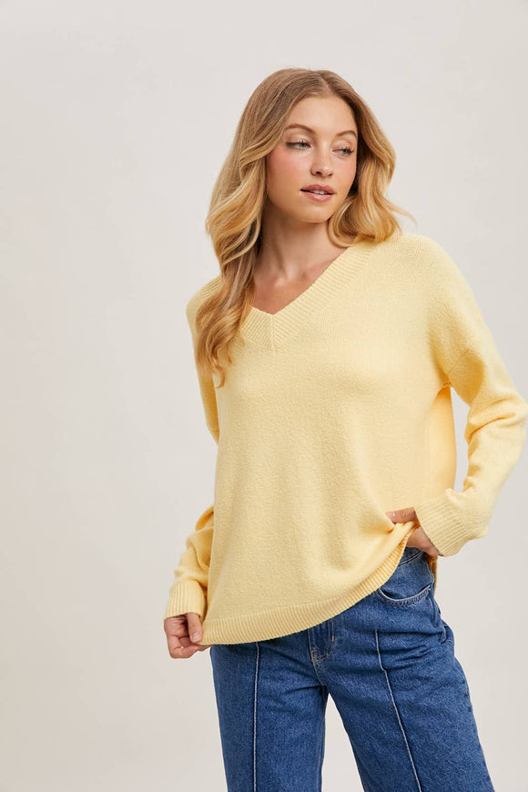 V-Neck Soft Knit Sweater Pullover