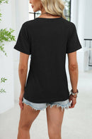 Gathered V-Neck Short Sleeve Knit Top-8