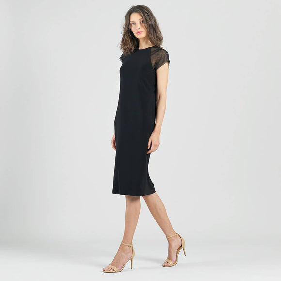 Clara Sunwoo Mesh Cap Sleeve Midi Dress