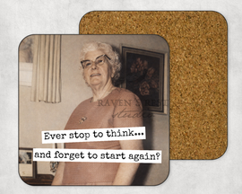 COASTER. Stop Think Forget. Cheeky Novelty Funny Vintage. - 0