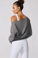 Cozy Fleece Flashdance Sweatshirt - Htr Steel Grey-5