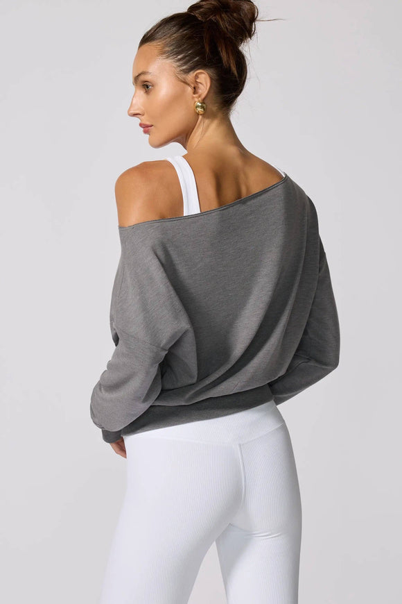 Cozy Fleece Flashdance Sweatshirt - Htr Steel Grey