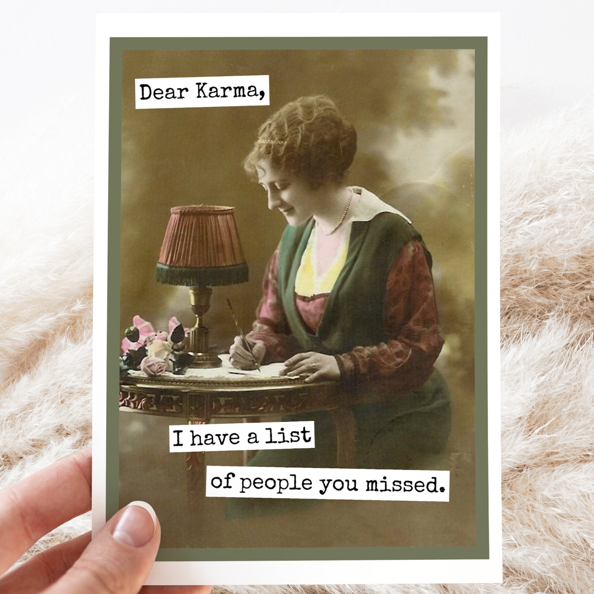 Funny Greeting Card. Dear Karma, I Have a List of People... - My Filosophy