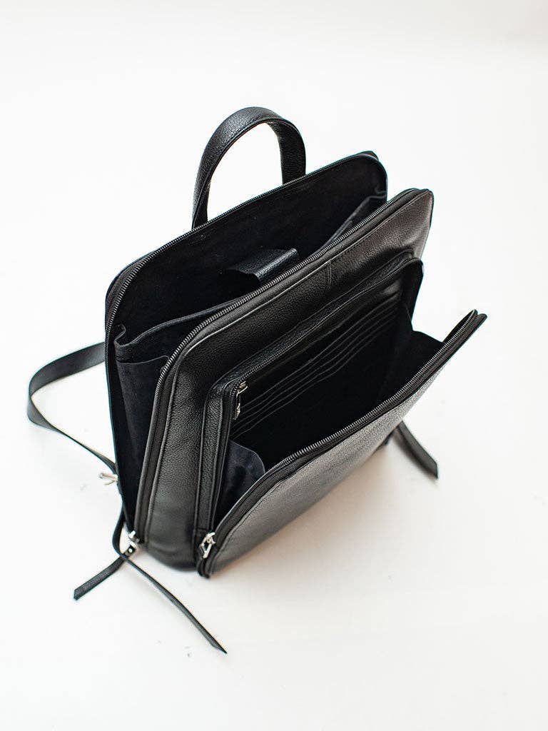 Hides Tech Leather Backpack: Small / Black - My Filosophy