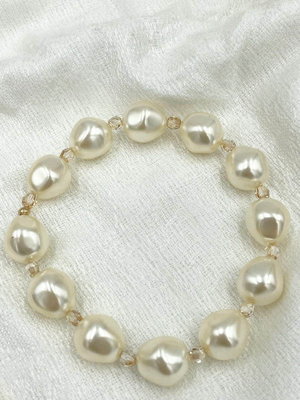 Joanna Bisley Baroque Pearls with Champagne Crystal Bracelet