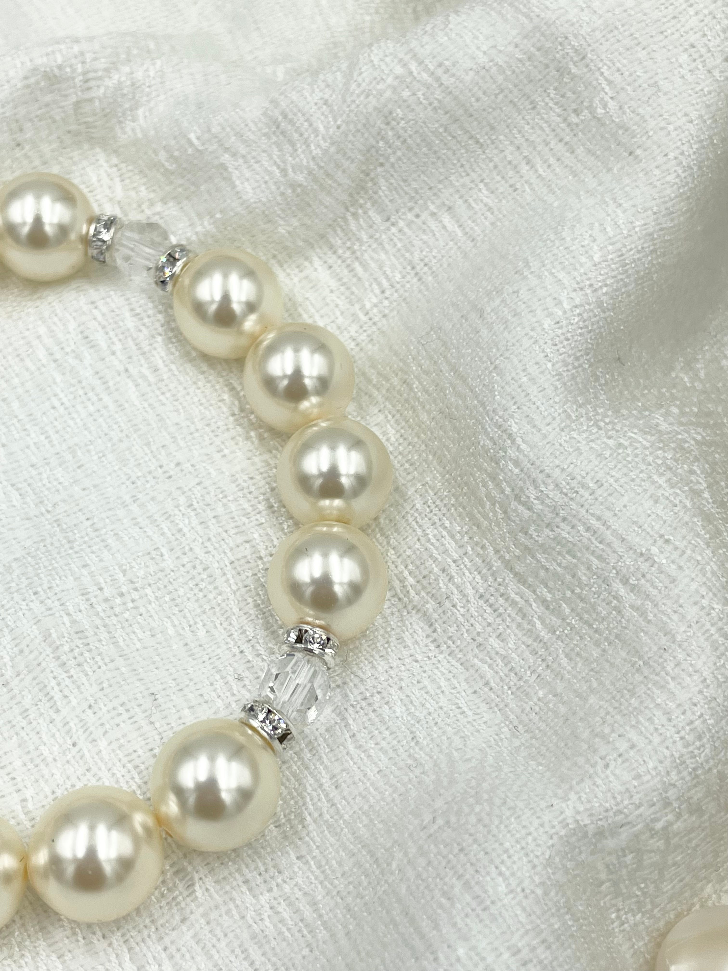 Joanna Bisley Pearl with Crystal and Silver Rondelles