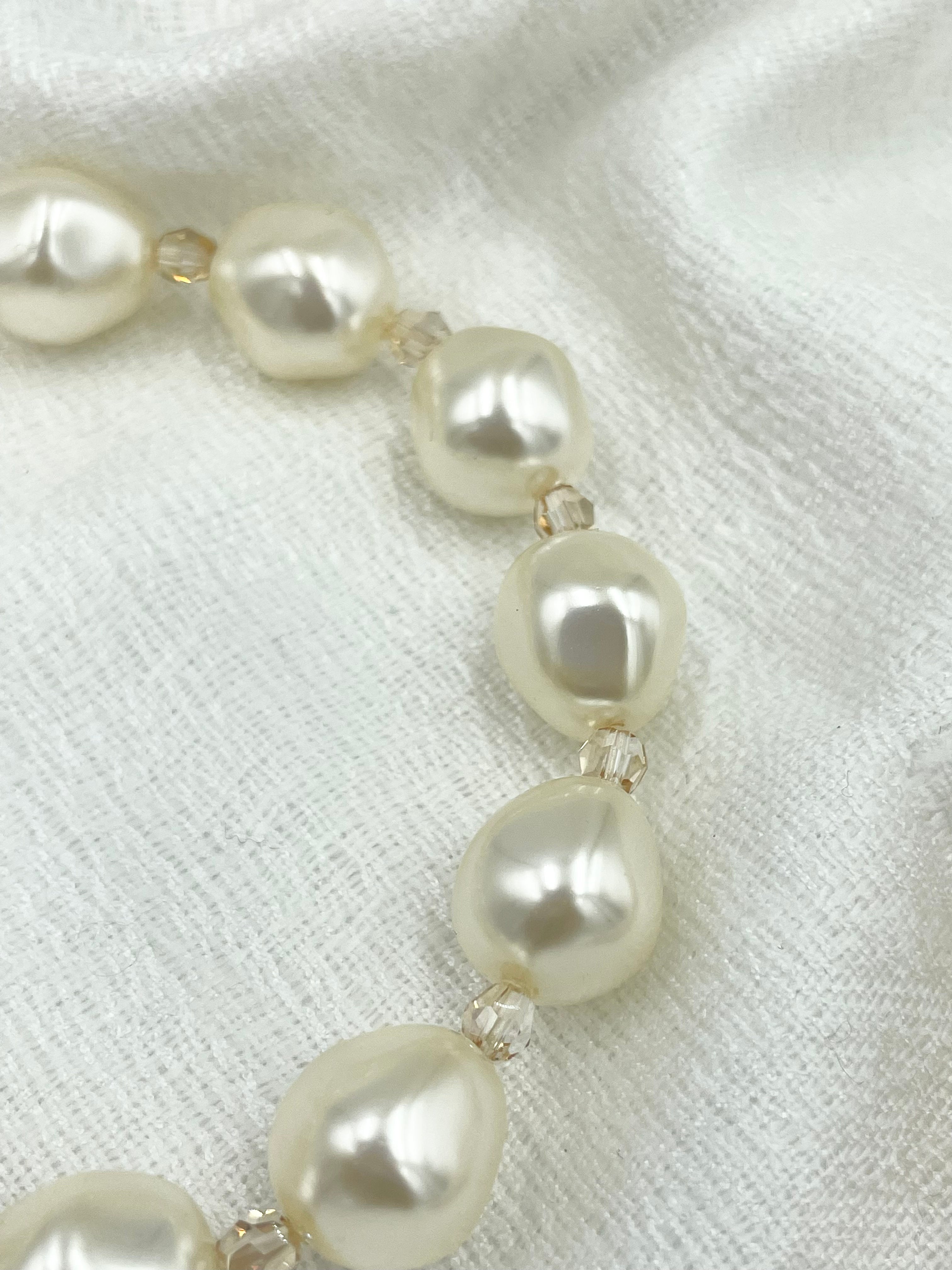 Joanna Bisley Baroque Pearls with Champagne Crystal Bracelet - 0