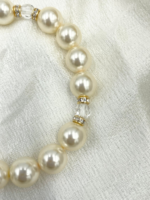 Joanna Bisley Pearl with Crystal and Gold Rondelles