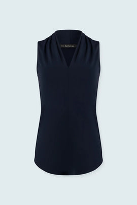 Iris Setlakwe Matte Jersey Sleeveless Pleated V-Neck Top - My Filosophy