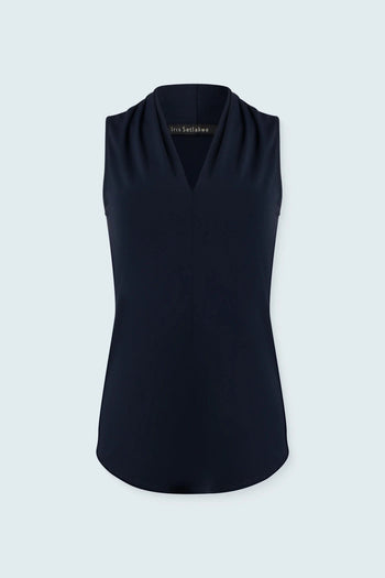 Iris Setlakwe Matte Jersey Sleeveless Pleated V-Neck Top - My Filosophy