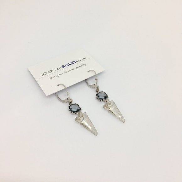 Joanna Bisley Black Diamond square with Sterling Silver Spike Earring B3590 - My Filosophy