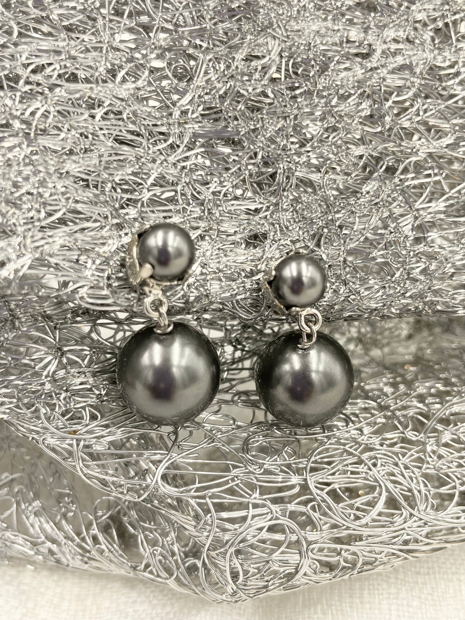 Joanna Bisley Dark Grey Swarovski Pearl Earrings - My Filosophy