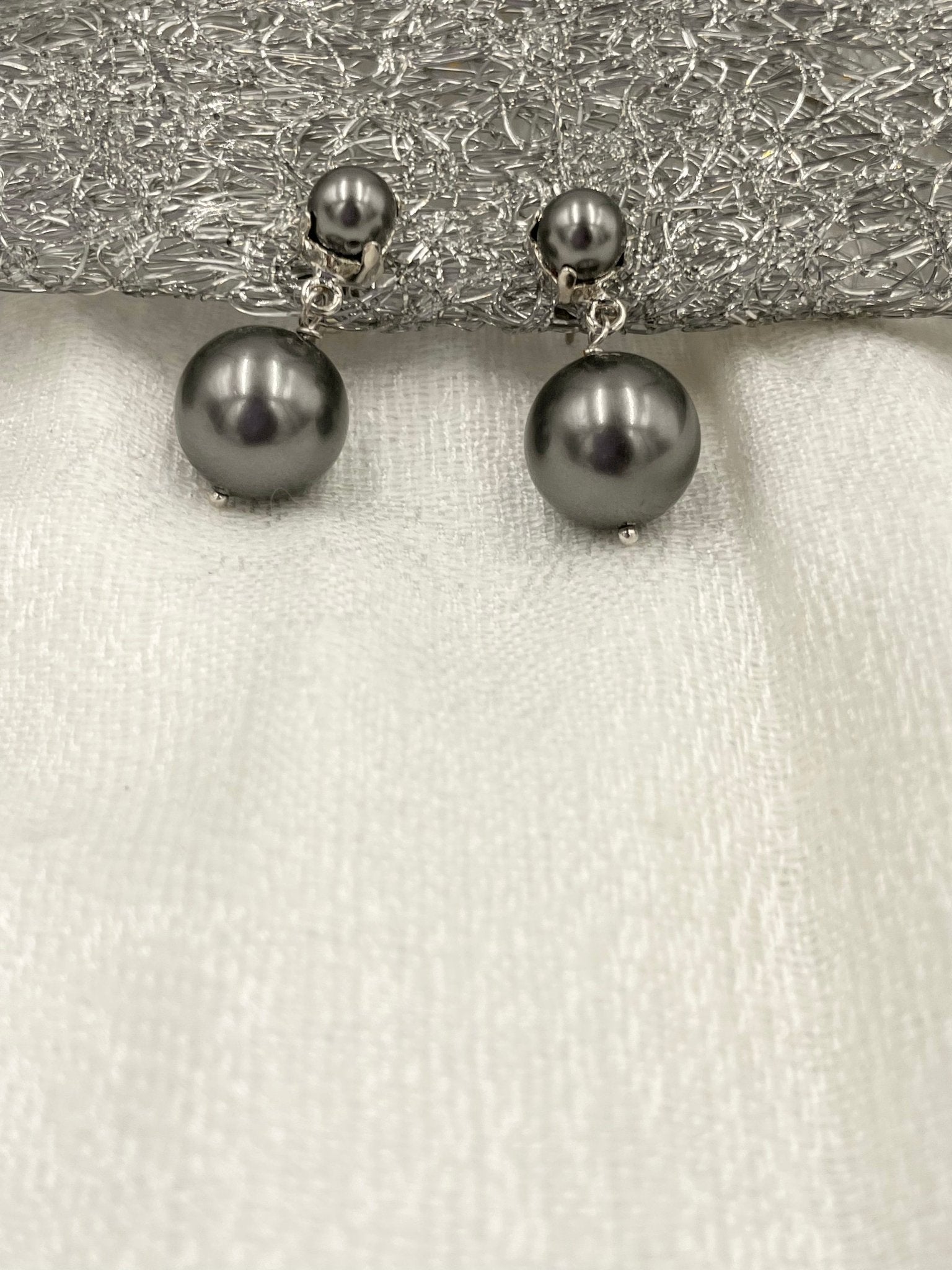 Joanna Bisley Dark Grey Swarovski Pearl Earrings - My Filosophy