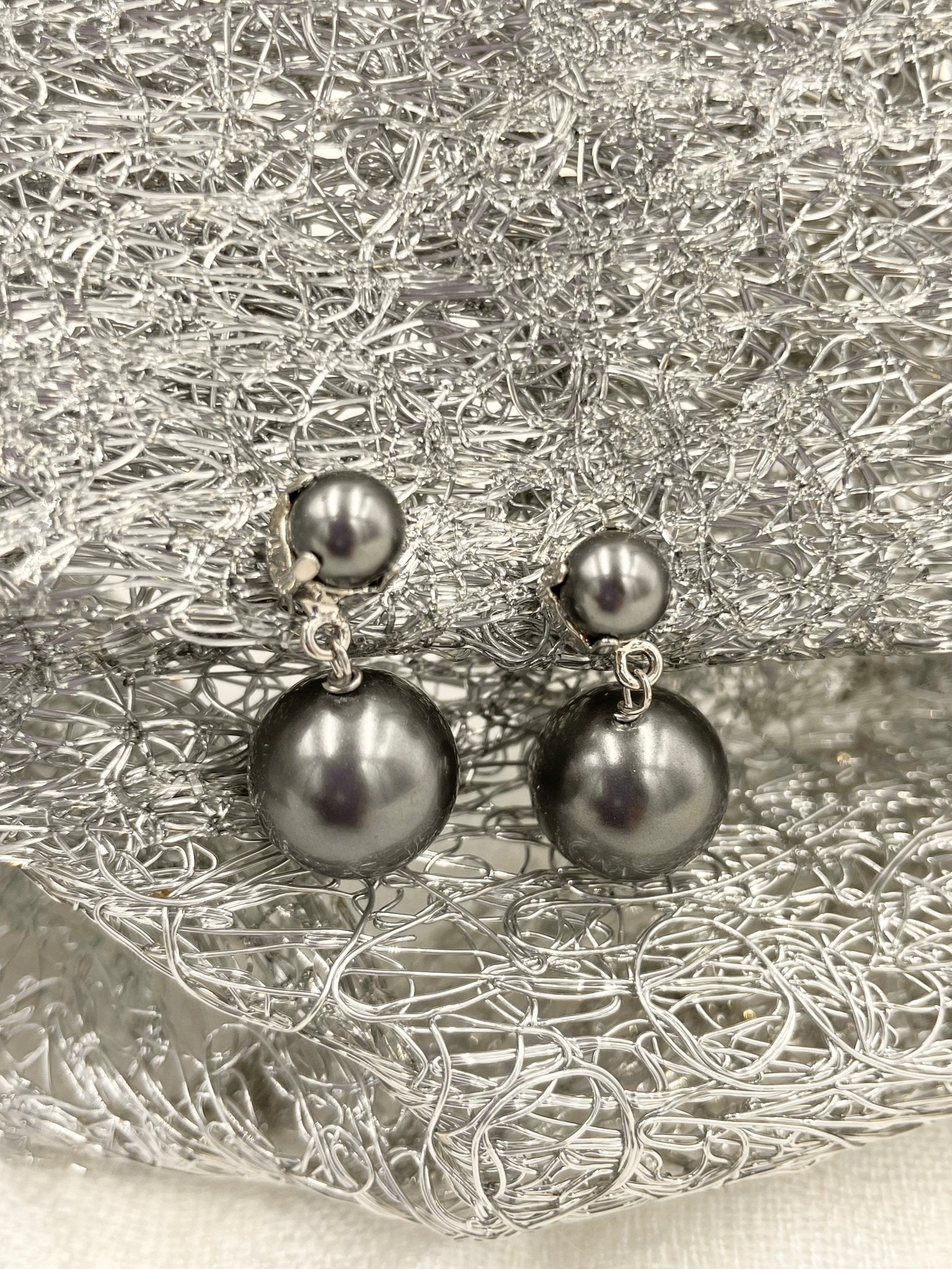 Joanna Bisley Dark Grey Swarovski Pearl Earrings - My Filosophy