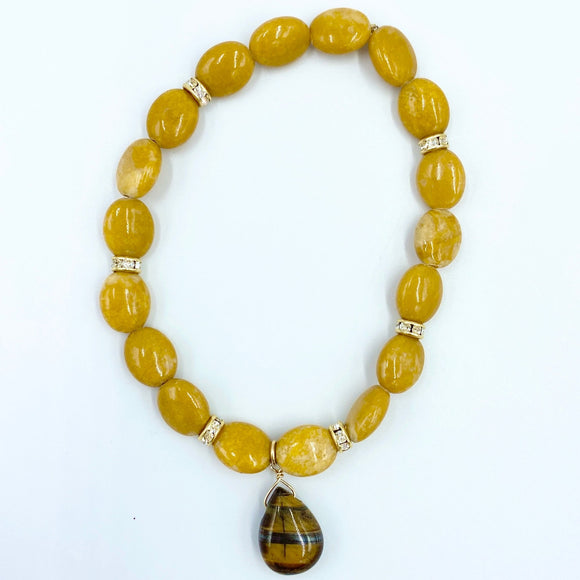 Joanna Bisley Garnet Crystal with Tiger Eye Charm Bracelet B3703 - My Filosophy