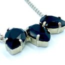 Joanna Bisley Krista Swarovski Crystal Jet with Double Sterling Silver Chain Necklace N1433je - My Filosophy