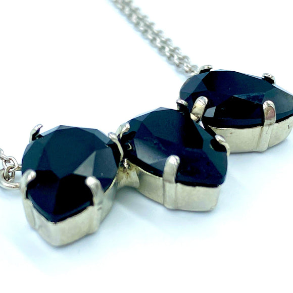 Joanna Bisley Krista Swarovski Crystal Jet with Double Sterling Silver Chain Necklace N1433je - My Filosophy