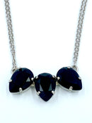 Joanna Bisley Krista Swarovski Crystal Jet with Double Sterling Silver Chain Necklace N1433je - My Filosophy