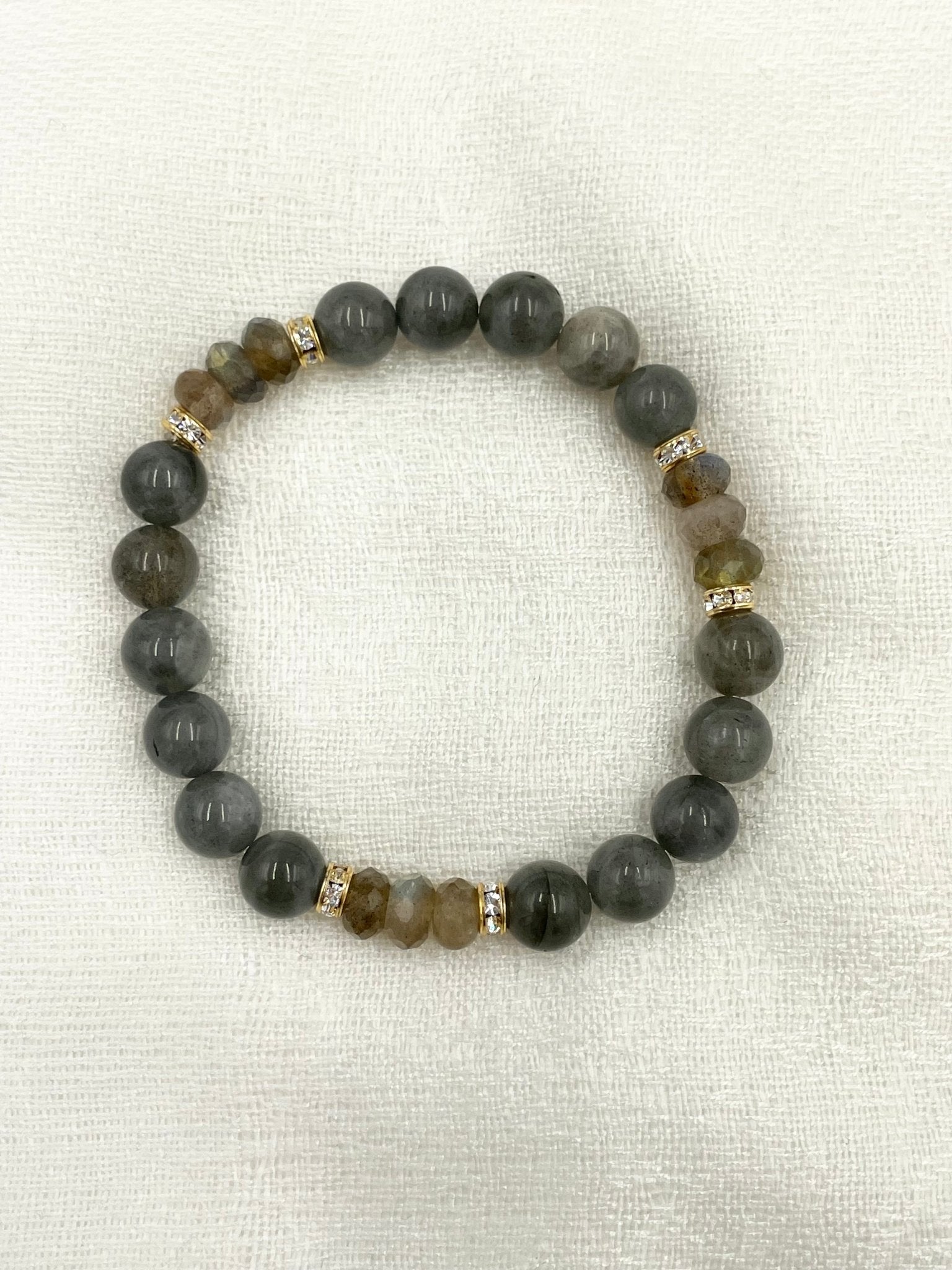 Joanna Bisley Labradorite Austrian Crystal Bracelet with gold detailing - My Filosophy