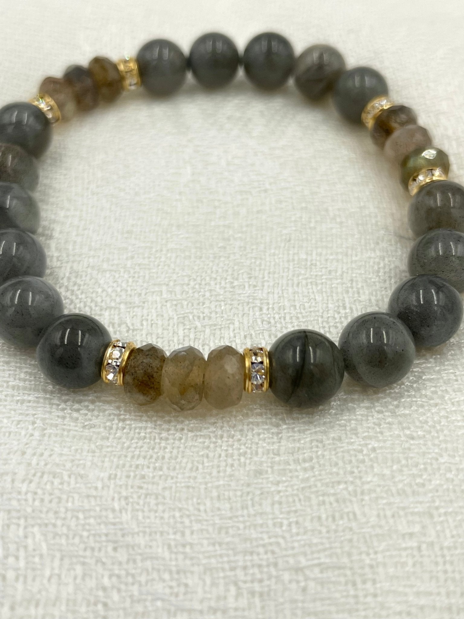 Joanna Bisley Labradorite Austrian Crystal Bracelet with gold detailing - My Filosophy