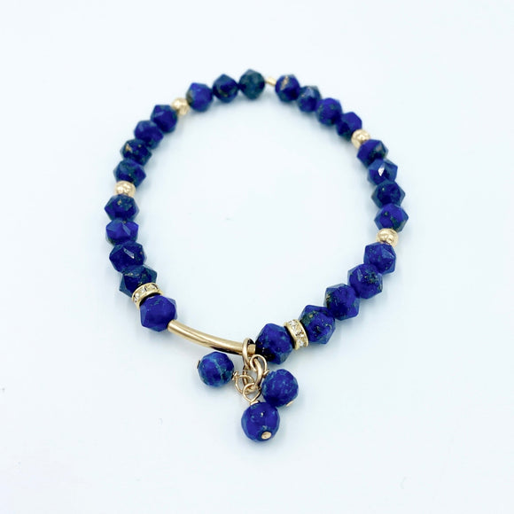 Joanna Bisley Lapis Bracelet with Faceted 6mm & 14Kt Goldfill Bar and cluster - My Filosophy