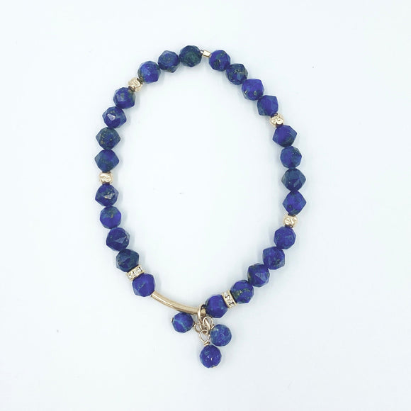 Joanna Bisley Lapis Bracelet with Faceted 6mm & 14Kt Goldfill Bar and cluster - My Filosophy