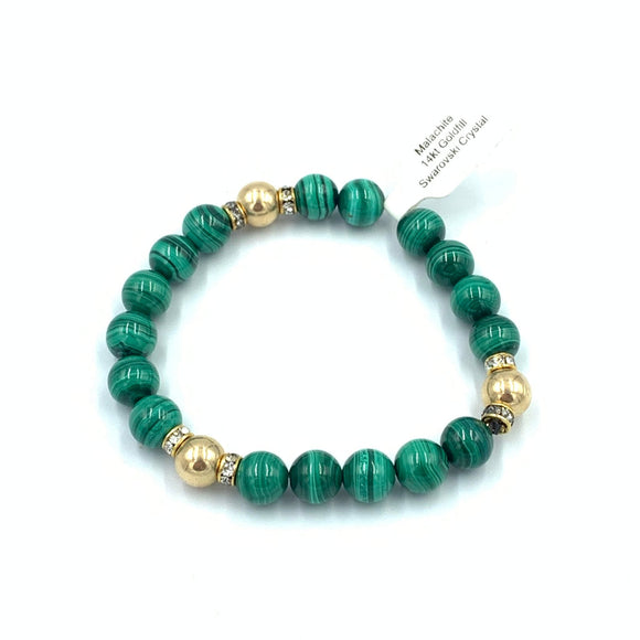 Joanna Bisley Malachite 14kt Goldfill, and Swarovski Crystal Bracelet - My Filosophy