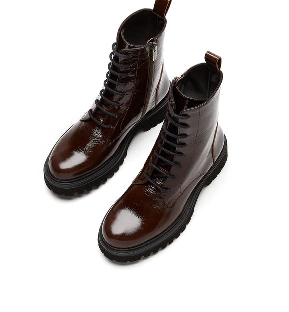 La Canadienne Knowledge Crushed Lace Up Boots